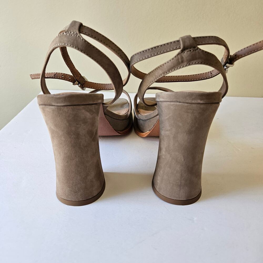 Vicenza Platform Sandals, Size 10 Nubuck Leather Grey Light Moss Anthropologie - Picture 5 of 8